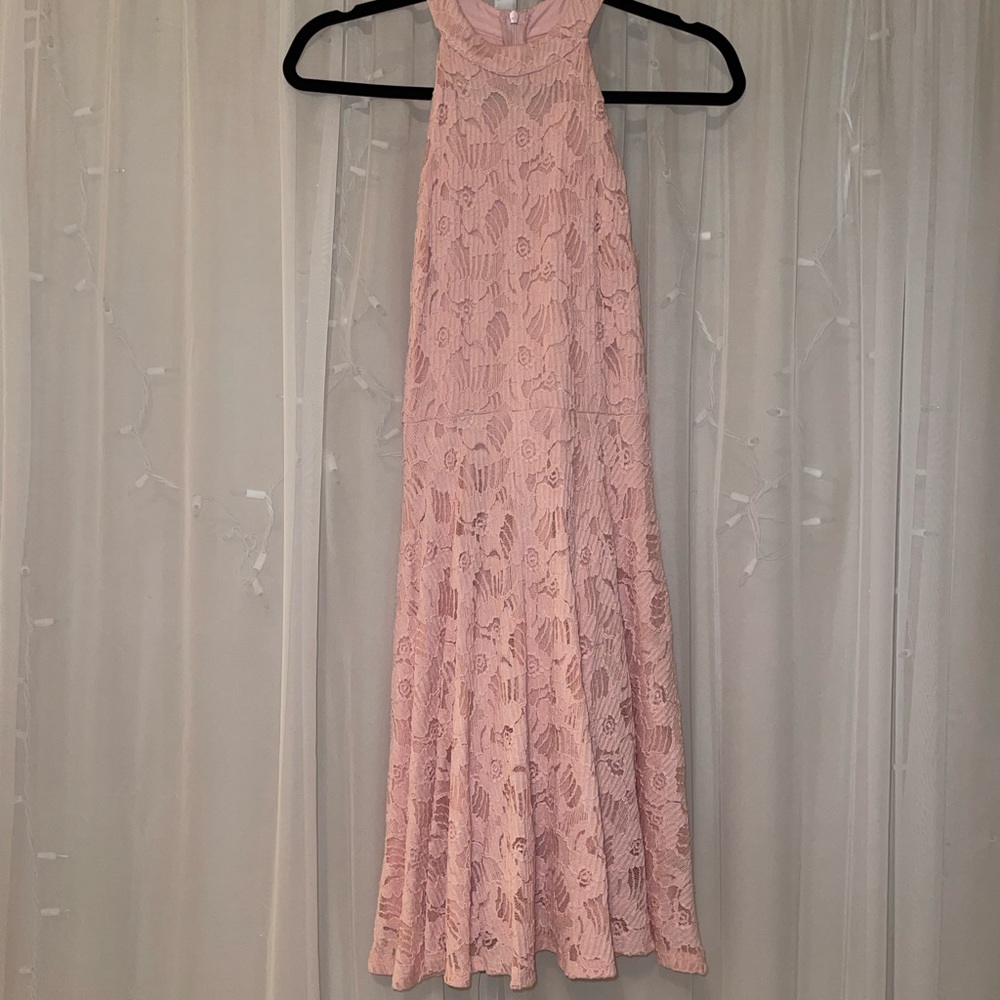 Pink Lace Halter Dress